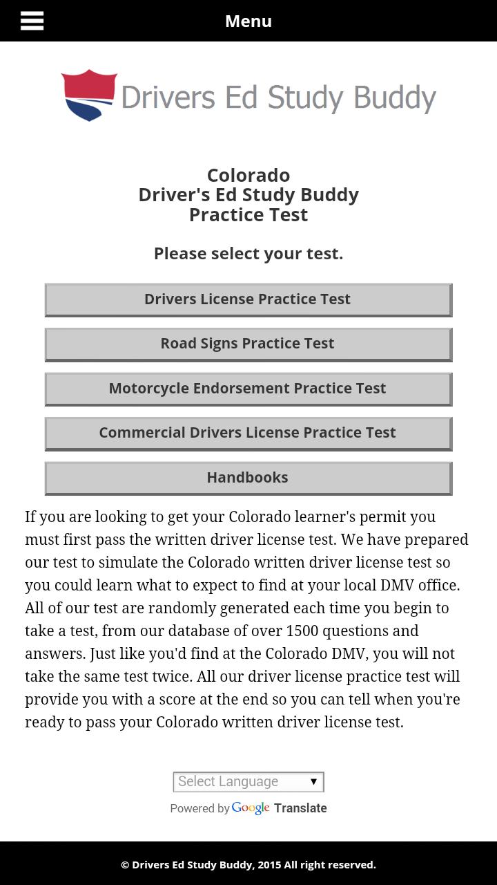 colorado drivers license test questions in spanish